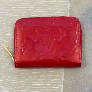 LV Zippy Coin Purse/Card Wallet in Red Vernis Leather